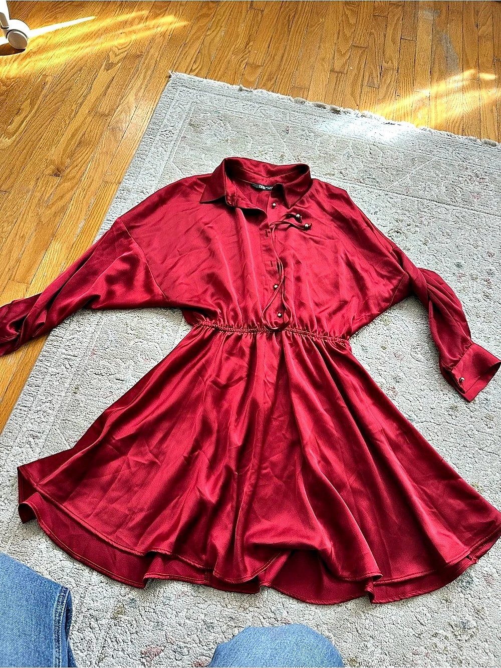 ZARA Satin Mini Dress in Red Like New